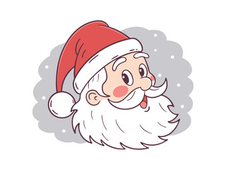 cheerful santa claus face with hat and beard for christmas and holiday designs
