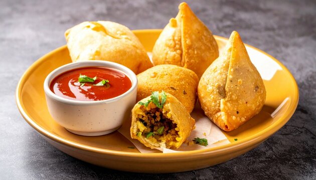 Crispy Punjabi Potato Samosas. Popular deep fried snack made with spiced potato filling.