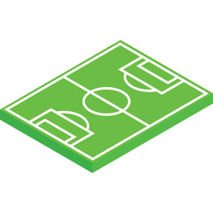 Isometric Soccer Field Green Grass White Lines Detailed Top Down View Sport Recreation Outdoor Activity Stadium Game Play Field