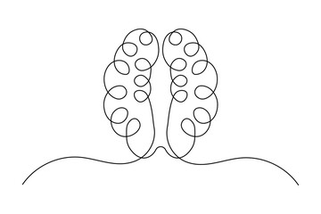 Abstract human brain one line art symbol of mind and knowledge