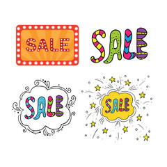 Set vector sing with sale banner. Sale and discounts