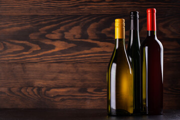Red and white wine bottles