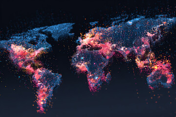 Global Network: A digital representation of the world map glows with a network of interconnected data points, highlighting the complex connections and communication flow across the globe.