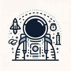 Obraz premium Astronaut illustration with space exploration elements.