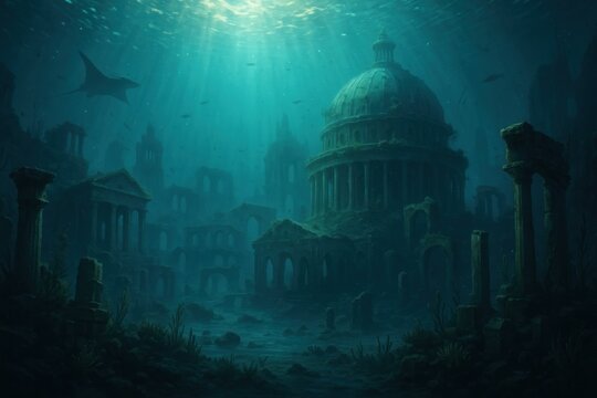 Mysterious underwater ancient ruins