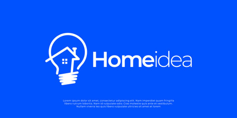 Modern and minimalist logo combining a house and light bulb symbol,