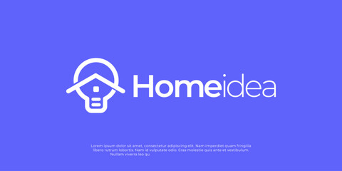 Modern and minimalist logo combining a house and light bulb symbol,