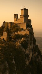 Obraz premium Majestic castle atop rugged cliff mobile wallpaper