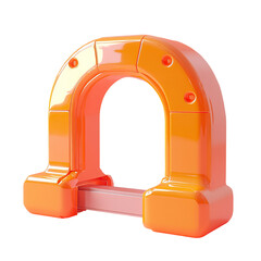 Bright Orange Horseshoe Magnet with Metallic Bar.