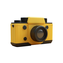 Bright yellow retrostyle camera with black accents.