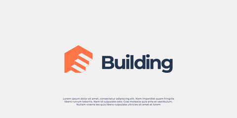  Modern minimalist logo design. This concept represents architecture, construction, real estate, and property development. Clean and professional design.
