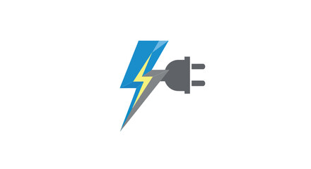 Electric Plug and Lightning Bolt Symbol.