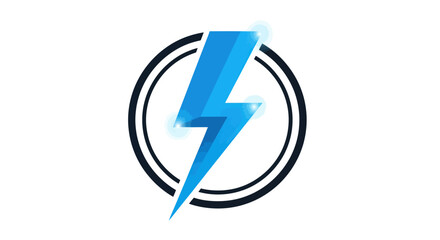 Blue Lightning Bolt Icon with Circular Border Design.