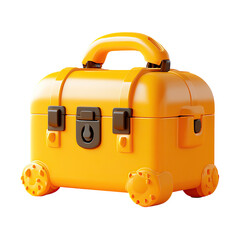 Bright Yellow Toy Toolbox with Wheels and Handle.