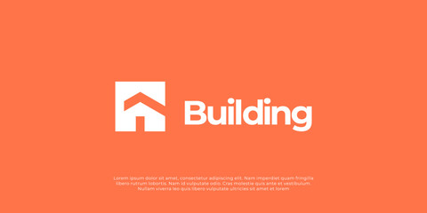 Modern minimalist logo design. This concept represents architecture, construction, real estate, and property development. Clean and professional design.