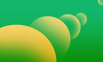 Abstract green and yellow gradient spheres in a row