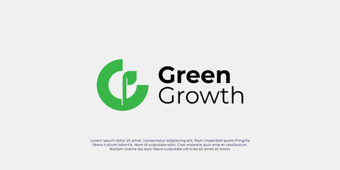 Modern eco-friendly logo design, letter G green logo, growth logo