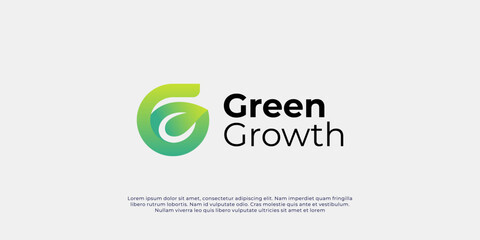 Modern eco-friendly logo design, letter G green logo, growth logo
