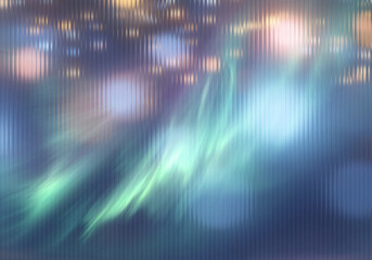 Abstract aurora borealis effect with blurred lights and a textured glass panel overlay design