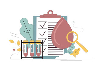 Blood concept. Identification of diseases. Blood analysis. Donation