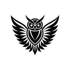 Wise Owl Bird Silhouette Logo Vector Illustration