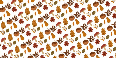 Diagonal seamless autumn nature design illustration 