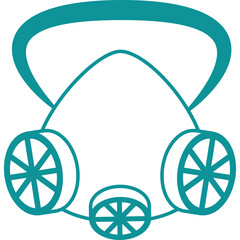 Teal Gas Mask Symbol on Transparent Background Isolated Graphic Element Medical Protection Safety Equipment Vector Art