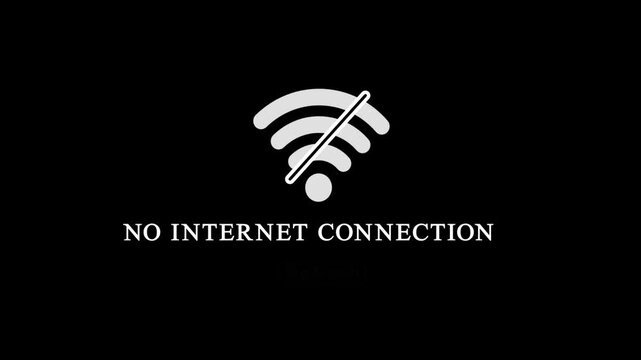 wifi error stoke icon animated no wifi icon,flat design style on black background.