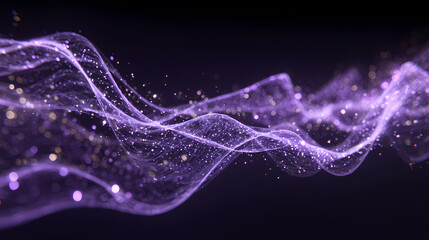 Fototapeta premium Abstract purple flowing energy, an ethereal and dynamic design with light particles and a dark background