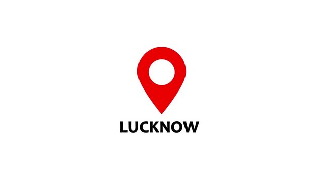 Red location pin icon with white circle and the word lucknow on black background map marker navigation.Location or map pin icon symbol set. Location pointer.