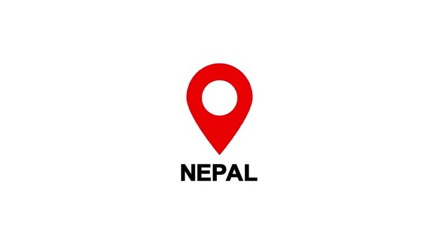 Red location pin icon with white circle and Nepal text on white background map marker navigation.Location or map pin icon symbol set. Location pointer.