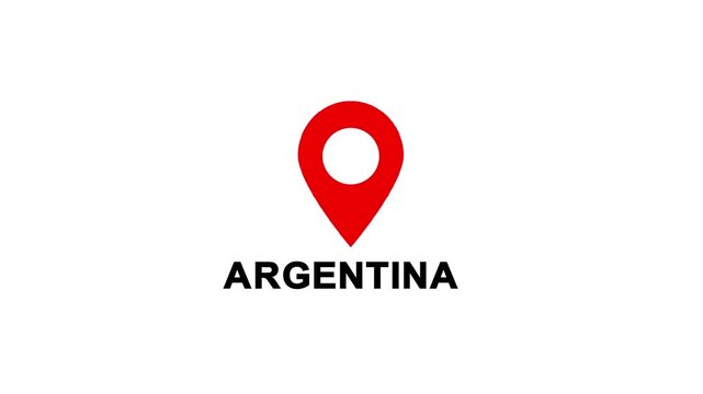 Red location pin icon with white circle and Argentina text on white background map marker navigation.Location or map pin icon symbol set. Location pointer.