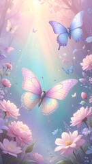Dreamy Butterfly Garden - Pastel Hues and Delicate Wings.