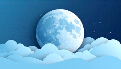 Dreamy Moonscape - A Serene Night Scene with Clouds and Stars.