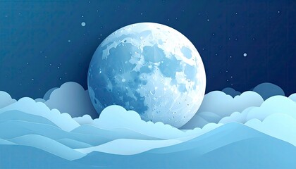 Dreamy Moonscape - A Serene Night Sky Illustration.