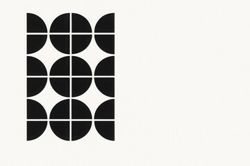 Minimal black quarter circle pattern on white background with clean symmetry and space for text abstract modular design concept of order balance and structure