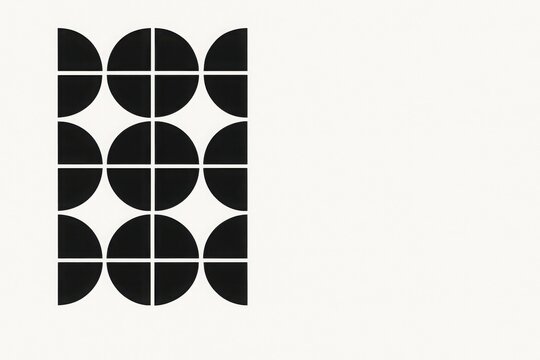 Minimal black quarter circle pattern on white background with clean symmetry and space for text abstract modular design concept of order balance and structure