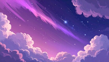 Dreamy Nightscape - A Celestial Symphony of Clouds and Stars.