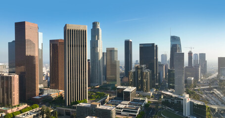 Los Angeles. Aerial view of LA city skyline.
