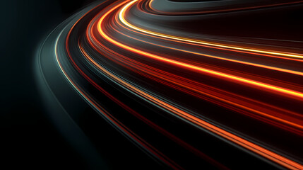 Illuminating trails of light speeding across a dark expanse, symbolizing motion and velocity.