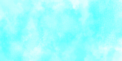 Summer beautiful pastel grunge blue sky with clouds artwork watercolor paper texture background.