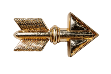 Golden Metallic Arrow Symbol, 3D Luxury Gold Arrow Icon on Black Background