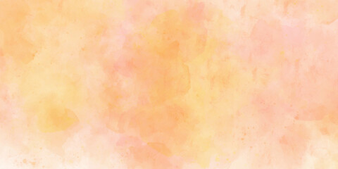 Orange watercolor canvas wall grunge yellow light vintage surface hand drawing light gradient retro aged decoration splash texture background.