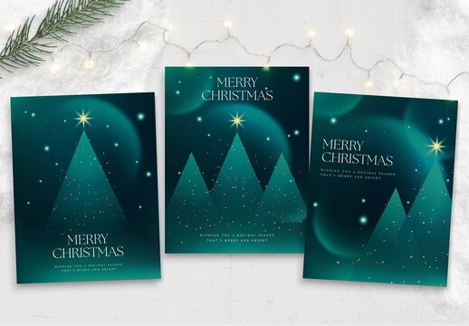 Minimal Christmas Flyer Template with Modern Minimalist Christmas Tree Vector for Cards & Posters