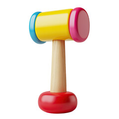 Colorful Wooden Toy Mallet with Red Base and Yellow Head.