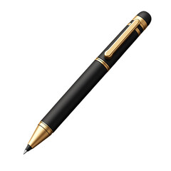 Elegant Black and Gold Rollerball Pen with Clip.