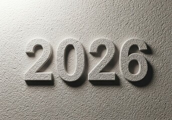 Textured 3d numbers representing the year 2026