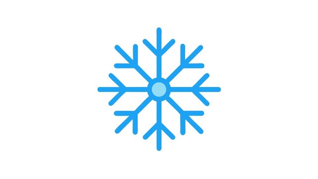 Simple blue snowflake icon on White Background illustration