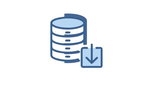 Database download concept icon in blue tones, flat style