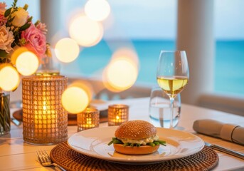 Romantic dinner for two overlooking the ocean
